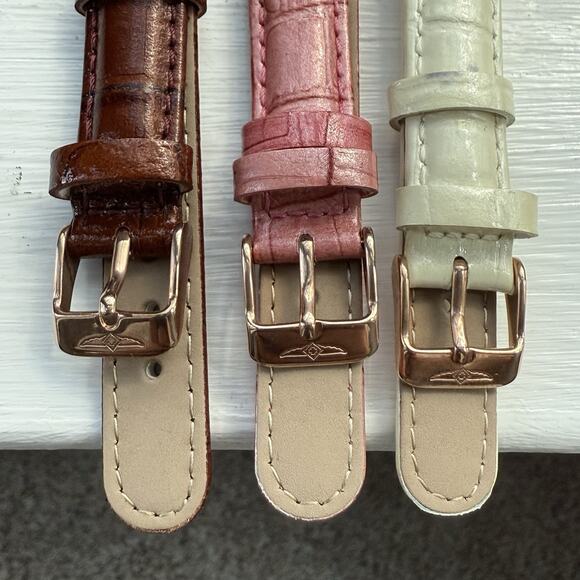 Set Of 3 Invicta Leather Watch Bands Ladies 16mm 7” Length Women’s Quick Release